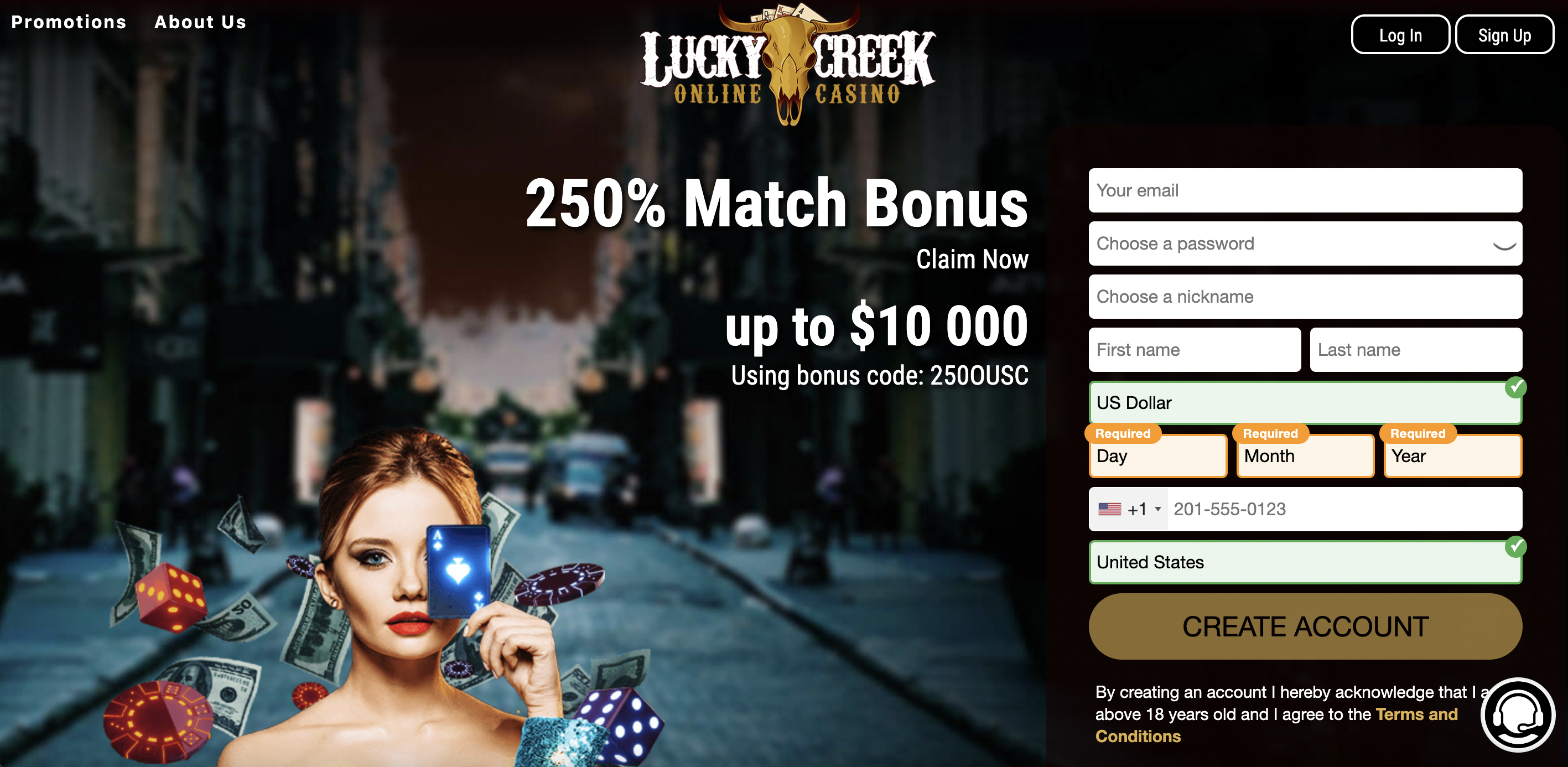 Lucky Creek Casino Unique Match Bonus